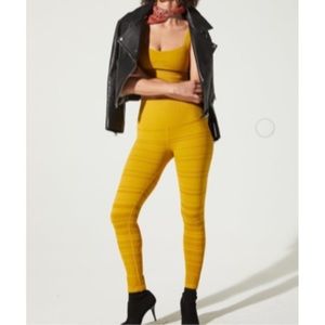 Avocado Mustard Yellow Leggings & Bra